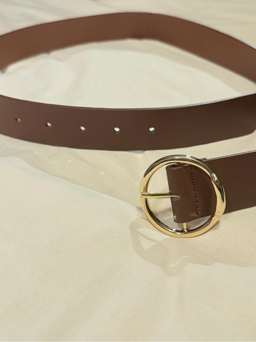 Brown Belt with Gold Round Buckle